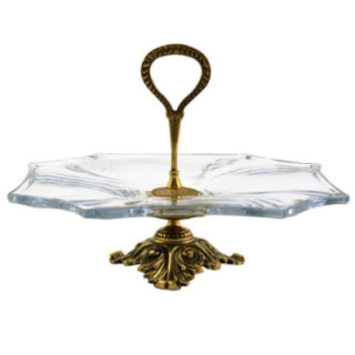 Patera kryształ +mosiądz 28cm BNE/U